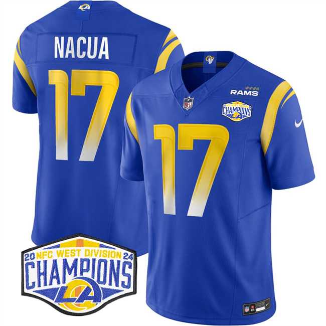 Men%27s Los Angeles Rams #17 Puka Nacua Blue 2024 NFC West Champions F.U.S.E. Vapor Untouchable Stitched Jersey->los angeles rams->NFL Jersey